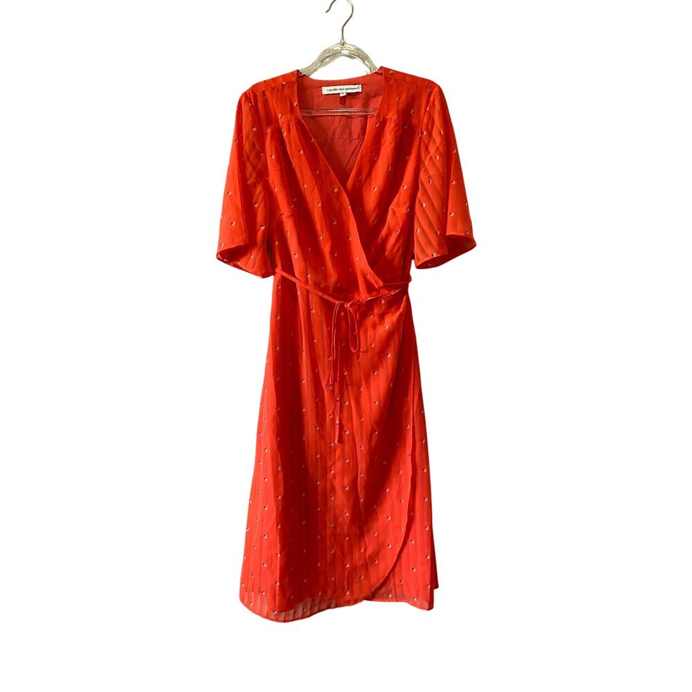 Cupcakes & Cashmere Women's Red Midi  Wrap Dress Small Party Datenight flirty